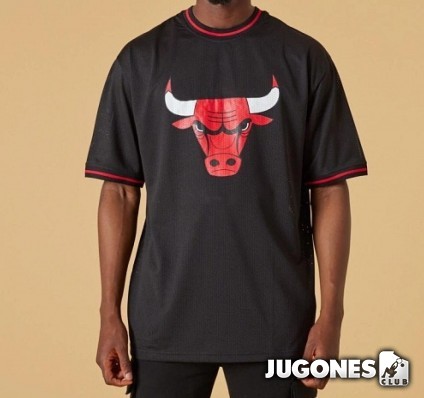 NBA Mesh Team Logo Oversized Chicago Bulls  Tee