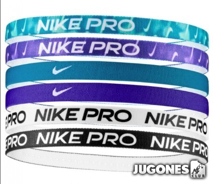 DIADEMAS NIKE FLEX CLASSIC ESTAMPADAS (PAQUETE DE 6)