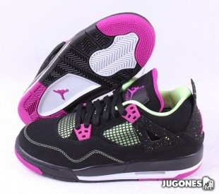 Nike Air Jordan 4 Retro PS - Black Fuchsia Flash Lime