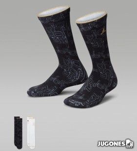 Jordan Black and Gold Crew Socks (2 Pairs)