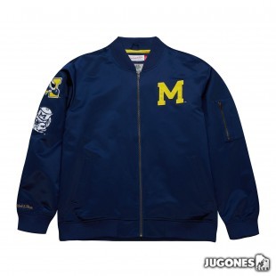 Lightweight Satin Bomber Vintage Logo University of Michigan