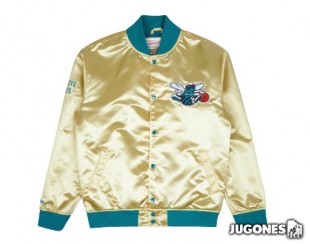 Mitchell & Ness Charlotte Hornets Lightweight Satin Jacket Gold - Teal