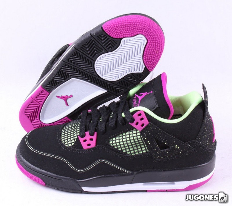 Nike Air Jordan 4 Retro PS Black Fuchsia Flash Lime